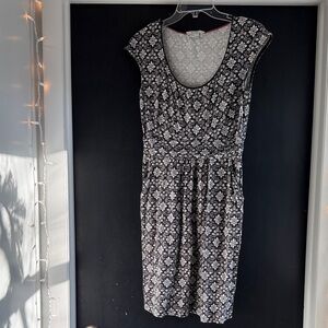 Boden Black and White Floral Midi Dress